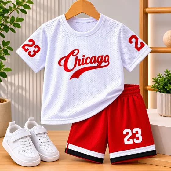 Conjunto Infantil Masculino - Camisa e Bermuda Leve Fresca para o Calor - 2 A 12 Anos - Dry Fit
