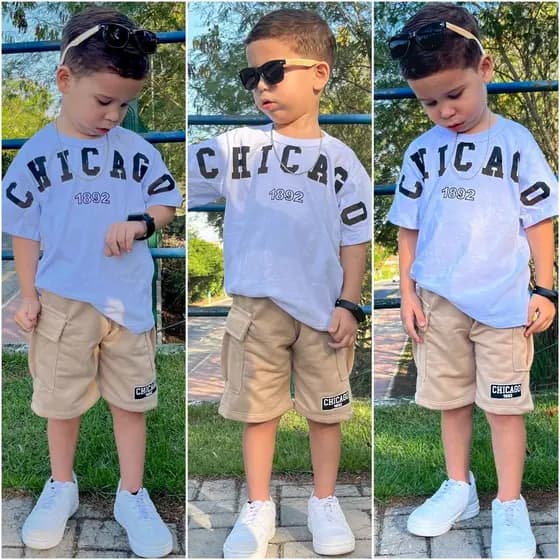Conjunto Infantil Masculino Verão - Blusa e Short - Conjunto para meninos 2 peças - roupa de meninos