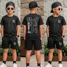 Conjunto infantil menino - Blusa + Short Masculino Tamanho 2 ao 12 Anos