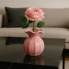 Cachepot de Cerâmica Rosa Ondulado Decorativo Vaso Decorativo para Sala, Quarto ou Jardim