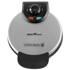Máquina de Waffle Golden 850w Capacidade 4 Und Antiaderente Temperatura Ajustável Britânia