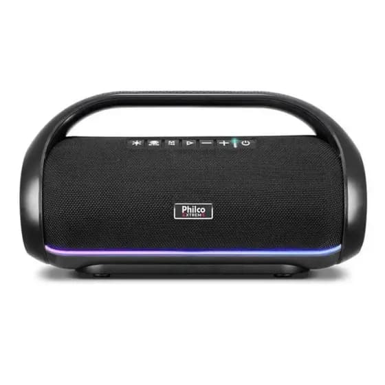 Caixa de Som Speaker Extreme Flash Lights Portátil 220w RMS Bivolt Bateria Até 14 Horas Philco