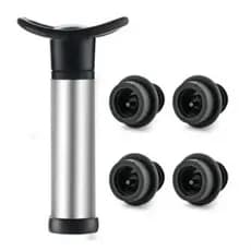 Kit bomba á vácuo de vinho em inox  de silicone 4 peças