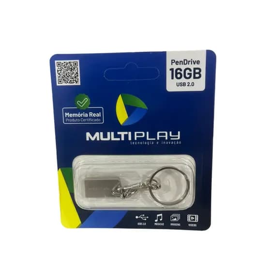 Pen drive 16gb - Mult play USB 2.0 PRATA