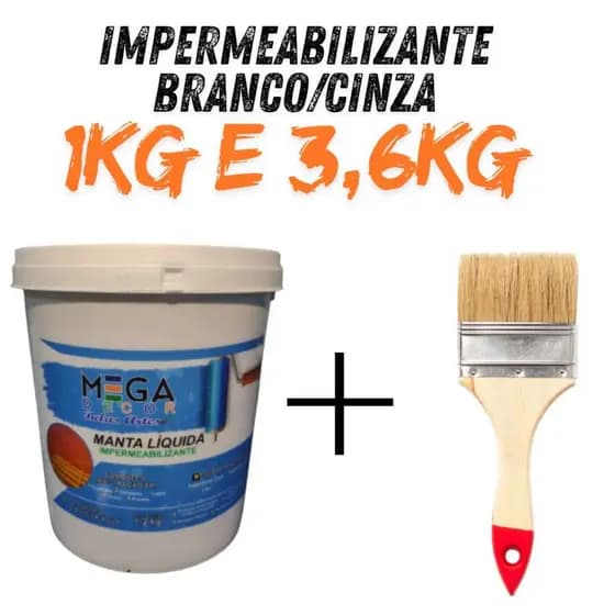 Manta Líquida Impermeabilizante MegaDecor -Emborrachado para Lajes e Paredes - 3,6kg e 1Kg