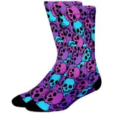 Meia Divertida - Caveira Neon - Cano Alto - Meias Elite