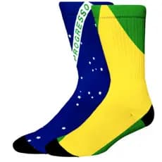 Meia Divertida - Estampa Brasil Duo - Cano Alto - Meias Elite