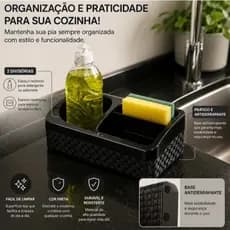 Suporte Porta Detergente e Esponja com Base Antiderrapante  Design Rattan Premium -Arqplast