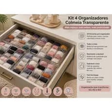 Kit 4 Organizadores Colmeia para Gavetas – Meias, Cuecas e Calcinhas com 24 Divisórias