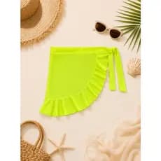 Saida De Praia Pareo Infantil Menina Babado Neon
