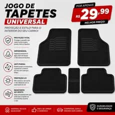 Jogo Tapete Automotivo Universal 5 Peças PVC Antiderrapante Inpermeável Alta Qualidade Universal