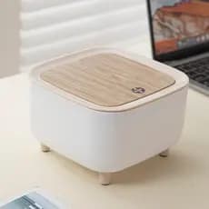 lixeira de mesa 1,5 litros quadrada com tampa Tipo de bambu clique push