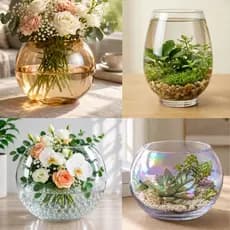 Aquário de Vidro Vaso Redondo Transparente Varios Modelos Decoração de Terrário e Plantas