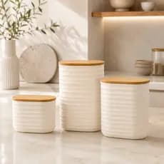 Pote com Tampa de Bambu hermético Para Mantimentos Porta Temperos de Plástico