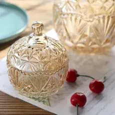 Bomboniere De Vidro Com Tampa Baleiro Potiche Decorativo Armazenamento de Doces Multiuso Decoração
