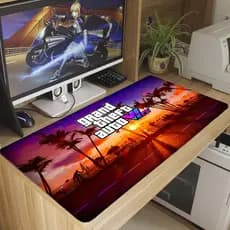 Mouse Pad Gamer Gta 6  Antiderrapante Grande 70x35 80x35 90x40 90x50 cm Jogos Anime Borda Costurada