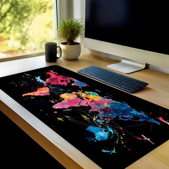 Mouse Pad Gamer Paises  Antiderrapante Grande 70x35 80x35 90x40 90x50 cm borda costurada