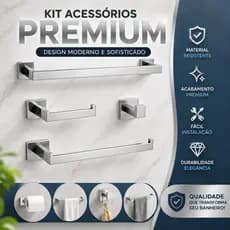 Kit Acessórios Para Banheiro 4 Peças Inox 304 Cromado Para Toalha E Papel Higienico