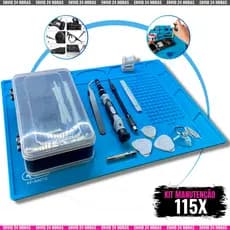 Kit Completo Manutenção Celular Jogo De Chaves 115 Peças + Manta Antiestática de Silicone 32x23cm