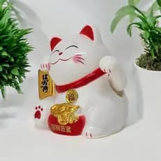 Gato Da Sorte Decoração Casa Japonês Maneki Neko Gatinho Da Sorte Energia Solar 6cm