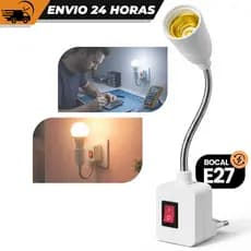 Soquete C/ Tomada Bocal E27 Bivolt 30cm Flexível Lâmpada Luz