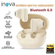 INOVA Fone De Ouvido Bluetooth 6.0 Toque de Impressão Digital 15H Autonomia ANC Cancelando Ruído