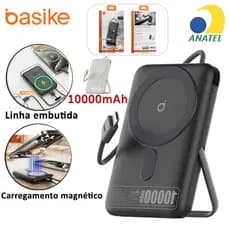 Basike Mini Power Bank Carregador Portátil Magnético Por Indução 10000mAh Magsafe PD 22.5W Sem Fio Universal