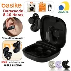Basike Fone De Ouvido Bluetooth IPX6 Duracaode 8-10H Som Direcionado ENC Com Duplo Microfonepara