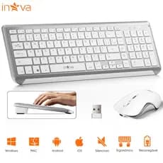 Inova Kit Teclado Mouse Sem Fio Sem Fio Recarregável Bateria Wireless Mac Android