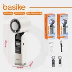 Basike Ventilador portátil mini refrigeração display digital 6000mAh Ventilador USB 18000RPM