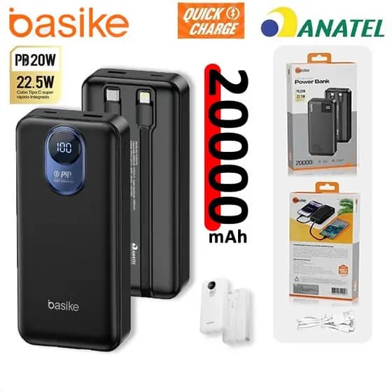 Basike Carregador Portátil Portátil Grande 20000mAh Bateria Externa Para IPhone Samsung