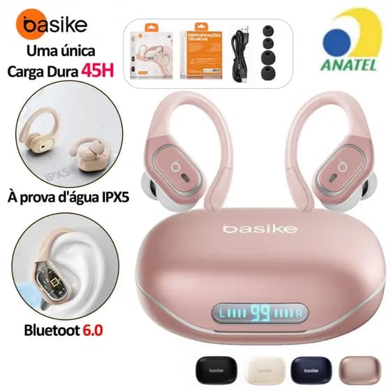 BASIKE fones de ouvido sem fio Ear bluetooth Fone Alta Fidelidade Estéreo Baixo Esportes Com Mic