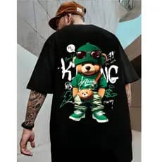 Camiseta Oversized Preta Masculina 100% Algodão Streetwear Treino Esportes Academia