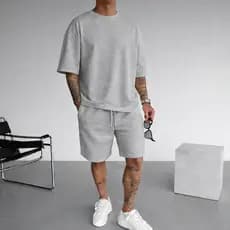 Kit Masculino Camiseta Oversized + Short Moletom Liso 100% Algodão Confortável Envio Imediato