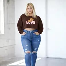 Moletom Crooped Feminino Flanelado Manga Longa para Inverno Confortável Casual Moderno Plus size