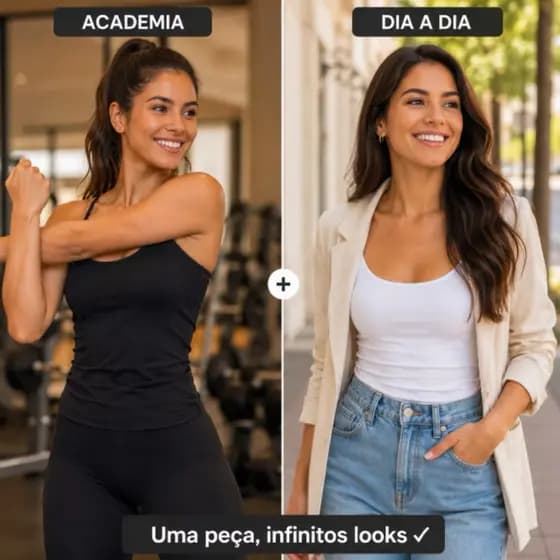 Kit 2 Regata Alça Fina Blusa com Forro Duplo no Busto Suplex Blogueira