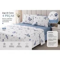 Jogo De Lençol Casal 4 Peças 100% Algodão 180 Fios Estampado Ponto Palito