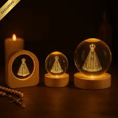 Luminária De Cristal LED Mesa Quarto Decoração Nossa Senhora Aparecida Presente Católica Religiosa