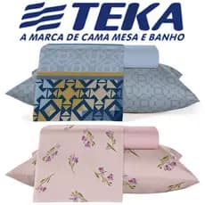 Jogo Lençol Algodão TEKA Casal 4Pçs Todo Estampado Macio e Toque Acetinado