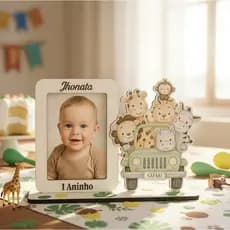 Kit 10 Mini Porta Retrato 10x15 Modelo Safari Mdf Branco Personalizado