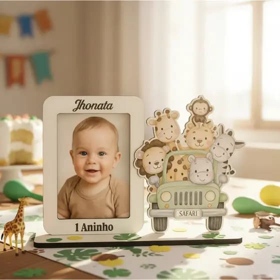 Kit 20 Mini Porta Retrato 10x15 Modelo Safari Mdf Branco Personalizado