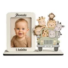 Kit 10 Mini Porta Retrato 10x15 Modelo Safari Mdf Branco Personalizado