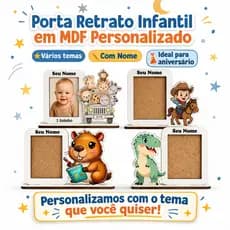 Kit Mini Porta-Retrato Personalizado | Lembrancinha Infantil MDF Centro de Mesa Aniversário