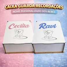 1 Kit Caixa Minhas Lembranças Bebe Recordações Mdf Branco