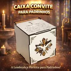 Caixa Convite  Mdf Lembrancinha Madrinha E Padrinho Batismo Crisma Espirito Santo