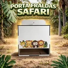 Porta Fralda Kit Higiene Mdf Safari Selva Quarto Infantil