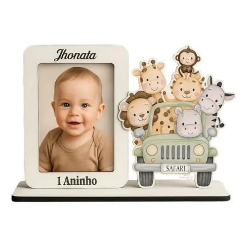 Kit 15 Mini Porta Retrato 10x15 Modelo Safari Mdf Branco Personalizado