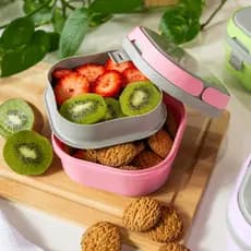 Kit 2 Pote Marmita 2 Divisorias e Alça Lanche Almoço Adulto Infantil