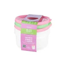 Kit 3 Pote com Válvula Porta Mantimentos Alimentos Frutas Freezer e Microondas