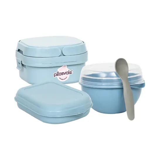 Kit Bowl Tigela com Colher Plástico Marmita 2 divisórias Sanduicheira Marmita Infantil